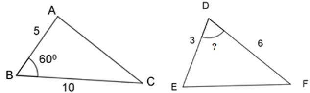 Trắc nghiệm Trường hợp đồng dạng thứ hai của tam giác có đáp án - Toán 8 (ảnh 2)