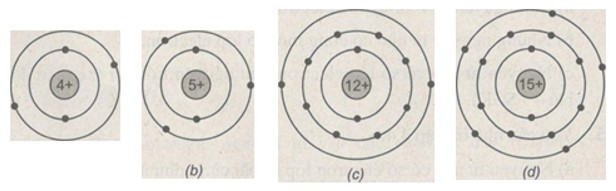 Cho biết sơ đồ nguyên tử của bốn nguyên tố như sau (ảnh 1)