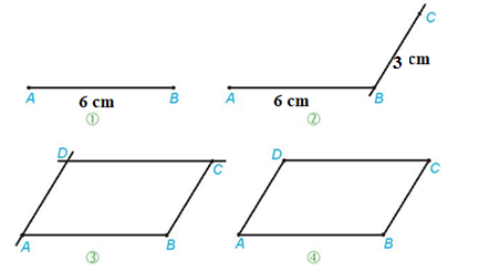 Vẽ hình bình hành có độ dài một cạnh bằng 6 cm, một cạnh bằng 3 cm (ảnh 1)