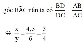 Trắc nghiệm Tính chất đường phân giác của tam giác có đáp án – Toán lớp 8 (ảnh 39)