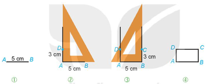 Vẽ hình chữ nhật ABCD có một cạnh bằng 5 cm, một cạnh bằng 3 cm  (ảnh 1)
