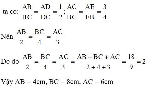 Trắc nghiệm Tính chất đường phân giác của tam giác có đáp án – Toán lớp 8 (ảnh 53)