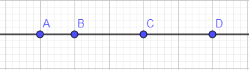 Cho bốn điểm A, B, C và D như hình vẽ sau. Hãy nêu tất cả các bộ ba điểm thẳng hàng (ảnh 1)