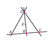 Hình 8.13 mô tả 4 đường thẳng và 5 điểm có tên là A, B, C, D và E (ảnh 1)