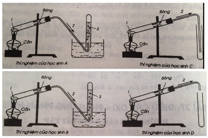 Trong bài thực hành thu khí oxi vào ống nghiệm (ảnh 1)