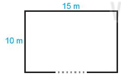 Một khu vườn hình chữ nhật có chiều dài 15m, chiều rộng 10 m (ảnh 1)