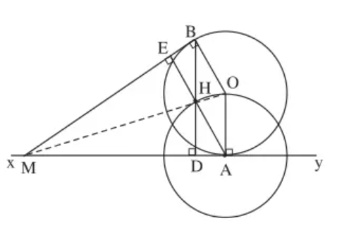 Cho đường tròn (O) và điểm A cố định trên đường tròn (ảnh 1)