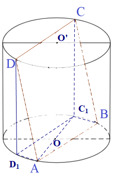 Cho hình trụ có bán kính r và có chiều cao cũng bằng r (ảnh 1)
