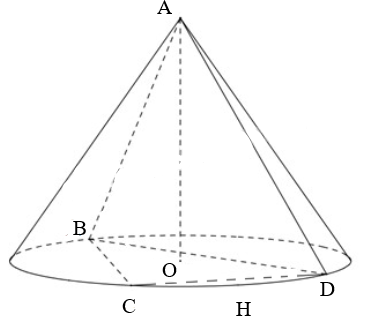Một hình tứ diện đều cạnh a có một đỉnh trùng với đỉnh của một hình nón (ảnh 1)