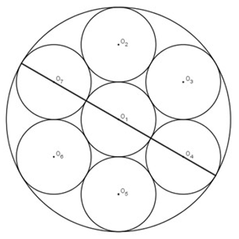 Người ta xếp 7 viên bi có cùng bán kính r vào một cái lọ hình trụ (ảnh 1)
