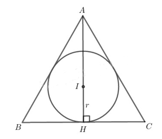 Độ dài mỗi cạnh của tam giác đều ngoại tiếp đường tròn (O; r) (ảnh 1)