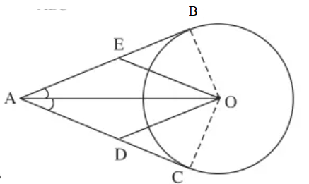 Từ điểm A nằm ngoài đường tròn (O), kẻ các tiếp tuyến AB, AC với đường tròn (ảnh 1)