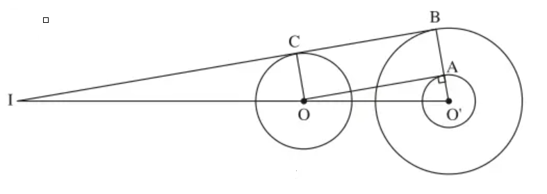 Cho hai đường tròn (O; 2cm), (O’; 3cm), OO’ = 6cm (ảnh 1)
