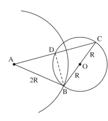 Cho đường tròn (O; R), điểm A nằm bên ngoài đường tròn (R < OA < 3R) (ảnh 1)