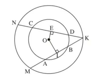 Cho đường tròn (O), dây AB và dây CD, AB < CD (ảnh 1)