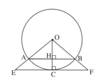 Cho đường tròn (O; 15cm), dây AB = 24cm (ảnh 1)