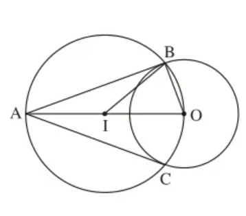 Cho đường tròn (O), điểm A nằm bên ngoài đường tròn (ảnh 1)