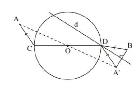 Cho đường tròn (O) và hai điểm A, B nằm bên ngoài đường tròn (ảnh 1)