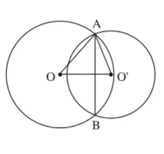 Cho hai đường tròn (O) và (O’) cắt nhau tại A và B như hình 77 (ảnh 1)