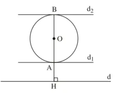 Cho đường tròn (O) và đường thẳng d không giao nhau (ảnh 1)