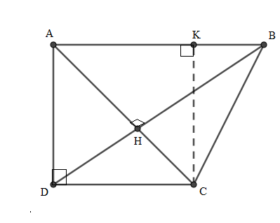 Cho hình thang ABCD vuông tại A có cạnh đáy AB bằng 6cm (ảnh 1)
