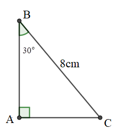 Cho tam giác ABC vuông tại A, BC = 8cm (ảnh 1)