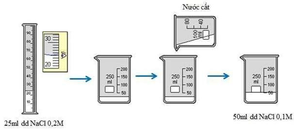 Pha chế 50 ml dung dịch natri clorua có nồng độ 0,1M (ảnh 1)