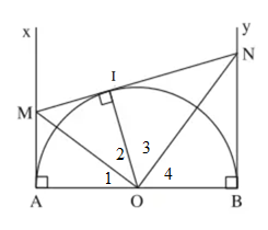 Cho nửa đường tròn tâm O đường kính AB (ảnh 1)