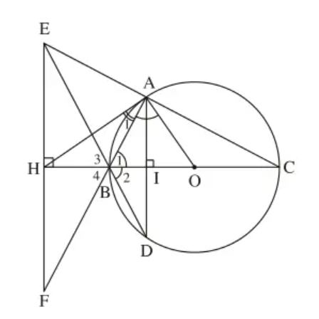 Cho tam giác ABC vuông tại A (AB < AC) nội tiếp trong đường tròn (O) có đường kính BC (ảnh 1)