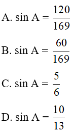 Trắc nghiệm Tỉ số lượng giác của góc nhọn và Bảng lượng giác có đáp án - Toán lớp 9 (ảnh 46)