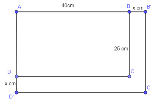  Một hình chữ nhật có kích thước là 25cm và 40cm (ảnh 1)