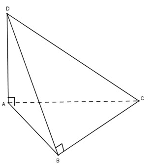 Cho tứ diện ABCD cạnh AD vuông góc với mặt phẳng (ABC) (ảnh 1)