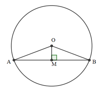 Cho đường tròn (O) đường kính 6cm, dây AB bằng 2cm (ảnh 1)