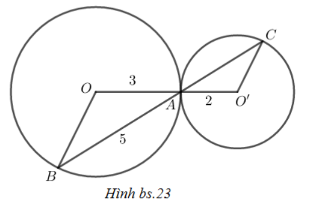 Cho h.bs.23, trong đó OA = 3, O’A = 2, AB = 5 (ảnh 1)