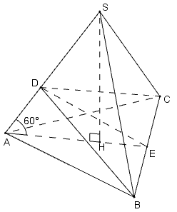 Cho hình chóp tam giác đều S.ABC có cạnh AB bằng a (ảnh 1)