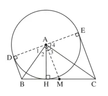 Cho tam giác ABC vuông tại A, đường cao AH (ảnh 1)