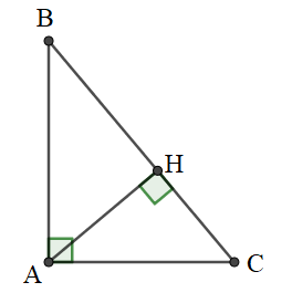 Cho tam giác ABC vuông tại A. Kẻ đường cao AH (ảnh 1)