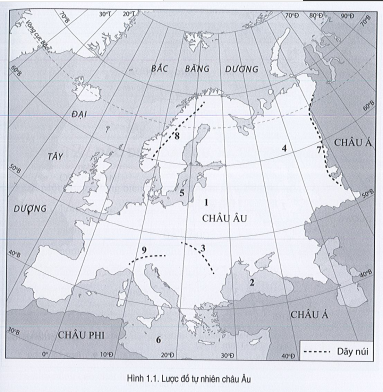 Sách bài tập Địa lí 7 Bài 1: Vị trí địa lí, phạm vi và đặc điểm tự nhiên châu Âu - Cánh diều (ảnh 1)