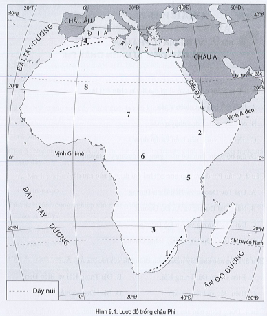 Sách bài tập Địa lí 7 Bài 9: Vị trí địa lí, phạm vi và đặc điểm tự nhiên châu Phi - Cánh diều (ảnh 1)