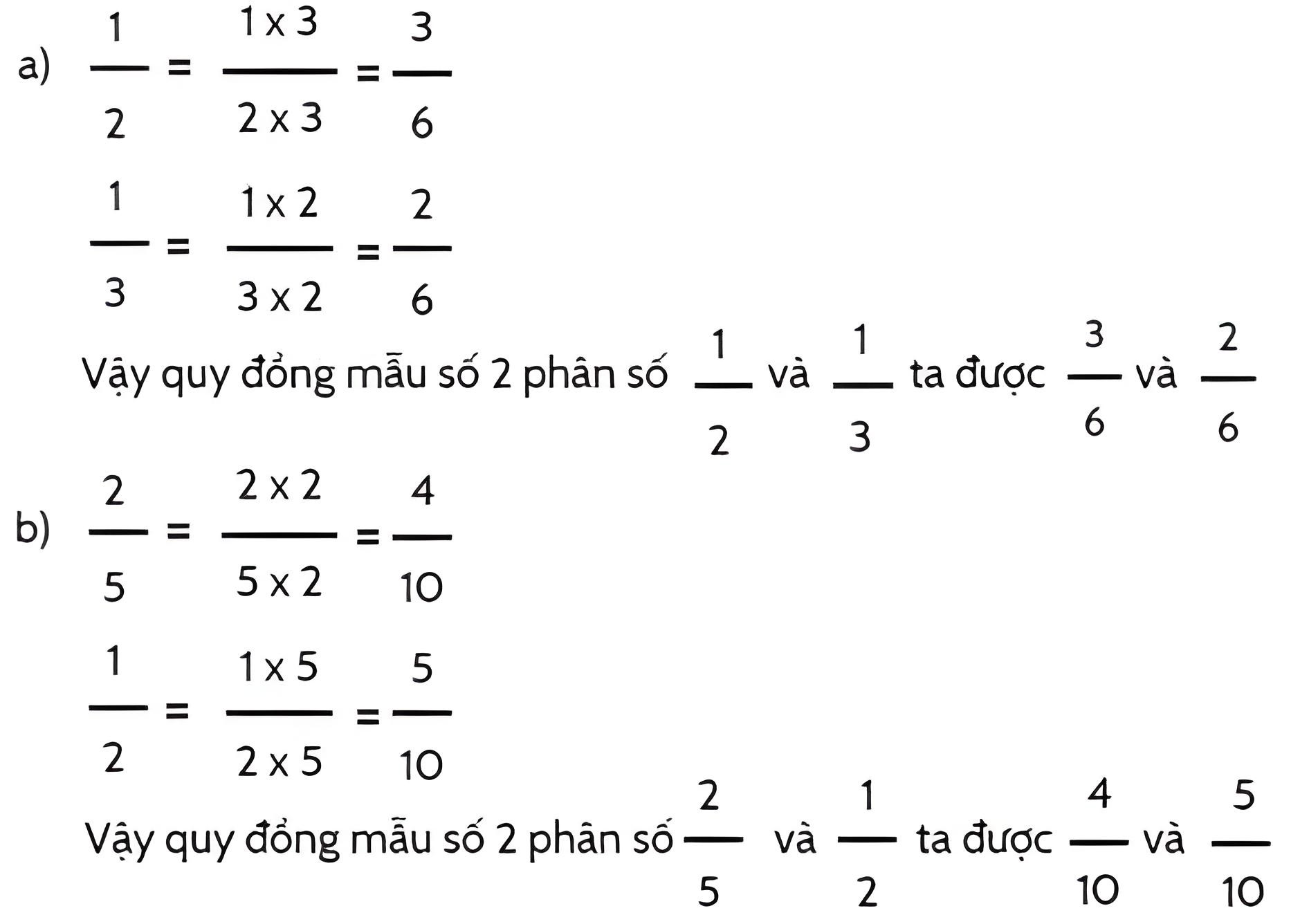 50 bài tập Quy đồng mẫu số các phân số lớp 4 và cách giải (ảnh 1)