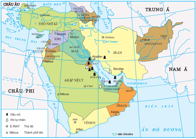 Lý thuyết Một số vấn đề khu vực và châu lục – Tây Nam Á | Địa lí lớp 11 (ảnh 1)