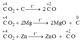 Hãy chỉ ra ba phản ứng trong đó CO thể hiện tính khử và ba phản ứng trong đó CO2 (ảnh 1)