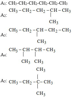 Chất A có công thức phân tử C6H14. Khi A tác dụng với clo (ảnh 1)