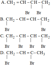 Cho butan-1,3-đien phản ứng cộng với brom theo tỉ lệ 1:1 (về số mol) ở -80oC (ảnh 1)