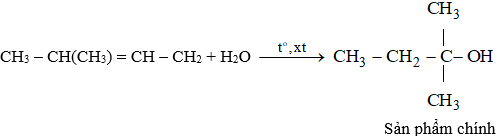 Cho chất 2-metylbut-2-en phản ứng cộng với nước, sản phẩm chủ yếu thu được sẽ là (ảnh 1)
