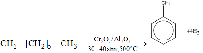 Có thể điều chế toluen bằng phản ứng đehiđro hoá - đóng vòng đối với heptan ở 500oC (ảnh 1)