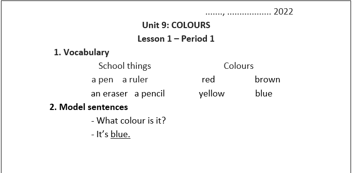 Giáo án Tiếng Anh lớp 3 Unit 9 (Global Success 2023): Colours (ảnh 1)