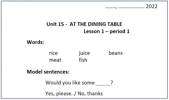 Giáo án Tiếng Anh lớp 3 Unit 15 (Global Success 2023): At the dining table (ảnh 1)