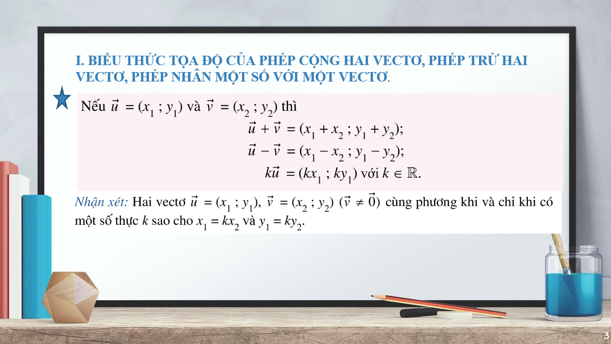 Giáo án điện tử Biểu thức tọa độ của các phép toán vectơ | Bài giảng PPT Toán 10 Cánh diều (ảnh 1)