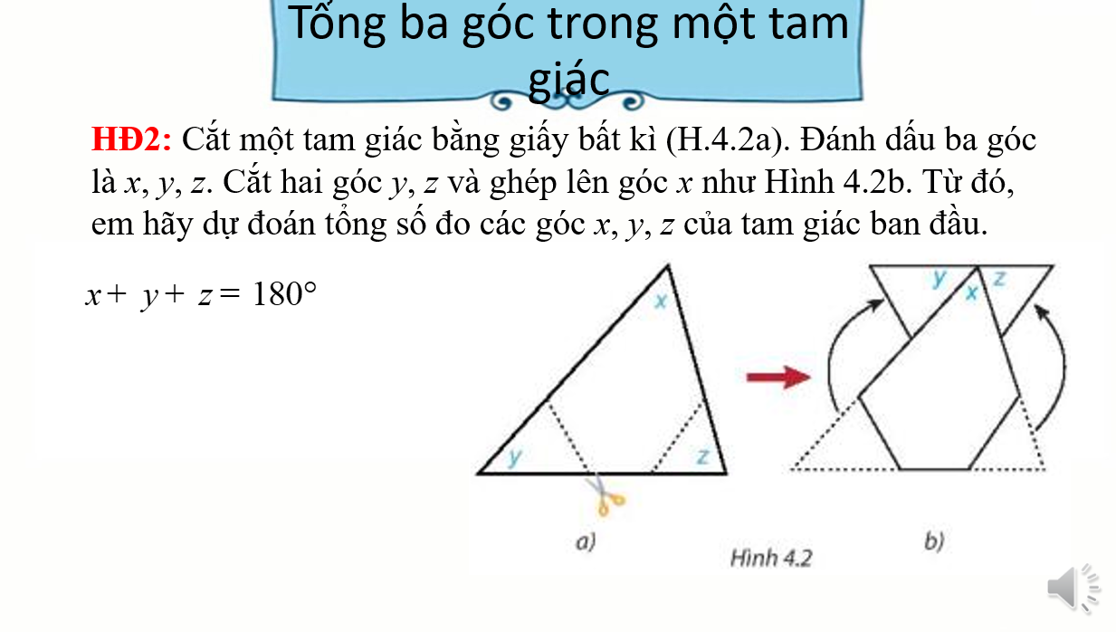 Giáo án điện tử Tổng ba góc của một tam giác | Bài giảng PPT Toán 7 Kết nối tri thức (ảnh 1)